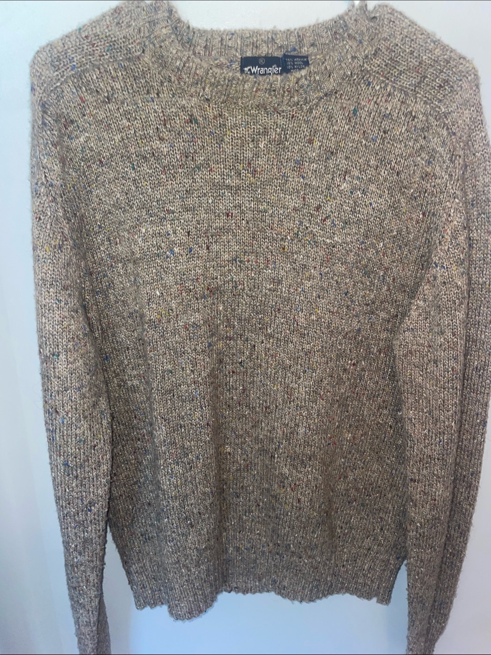 Wrangler Men's Speckled Crewneck Sweater - Beige/Tan
